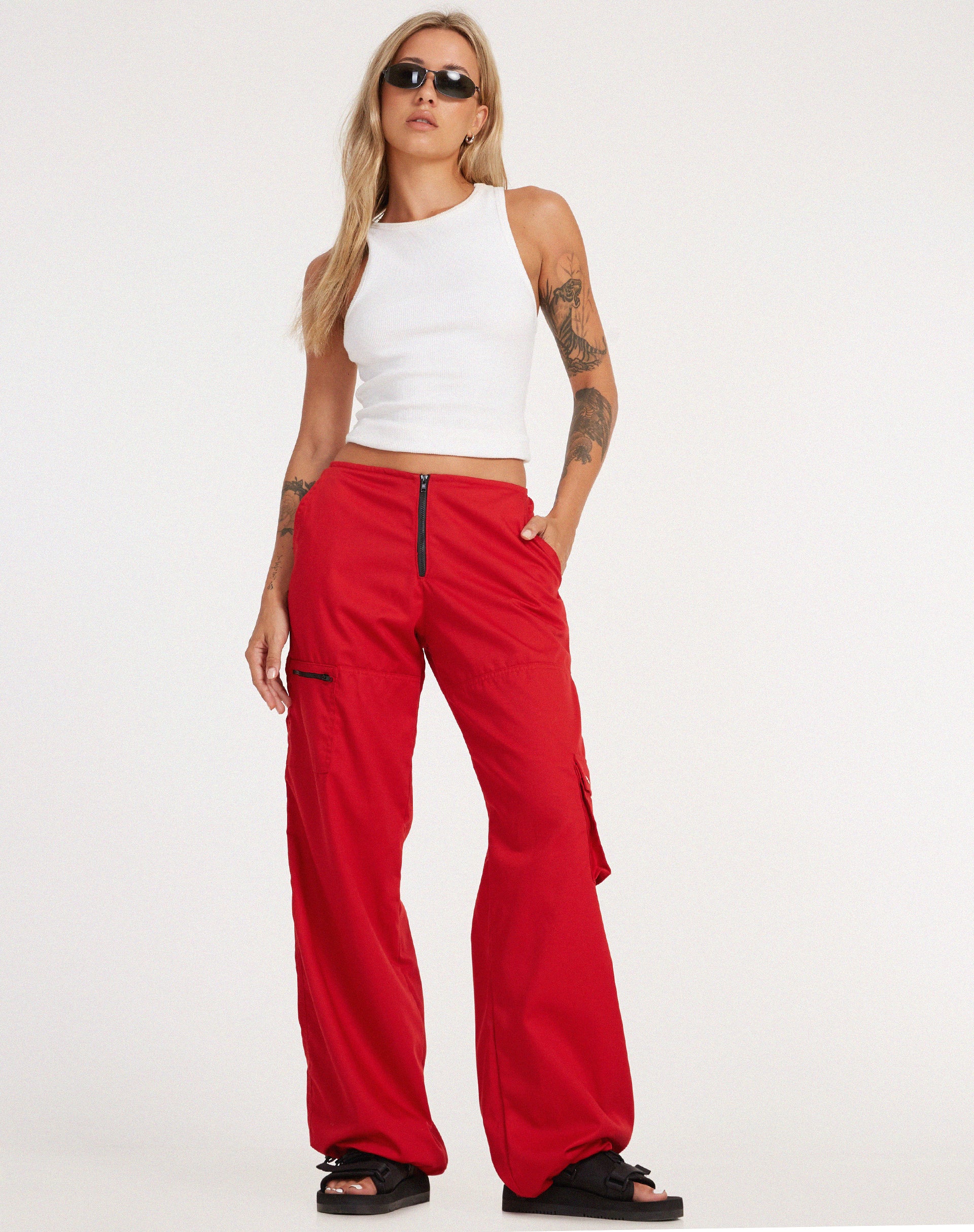 Black And Red Cargo Pants | Urban Streetwear