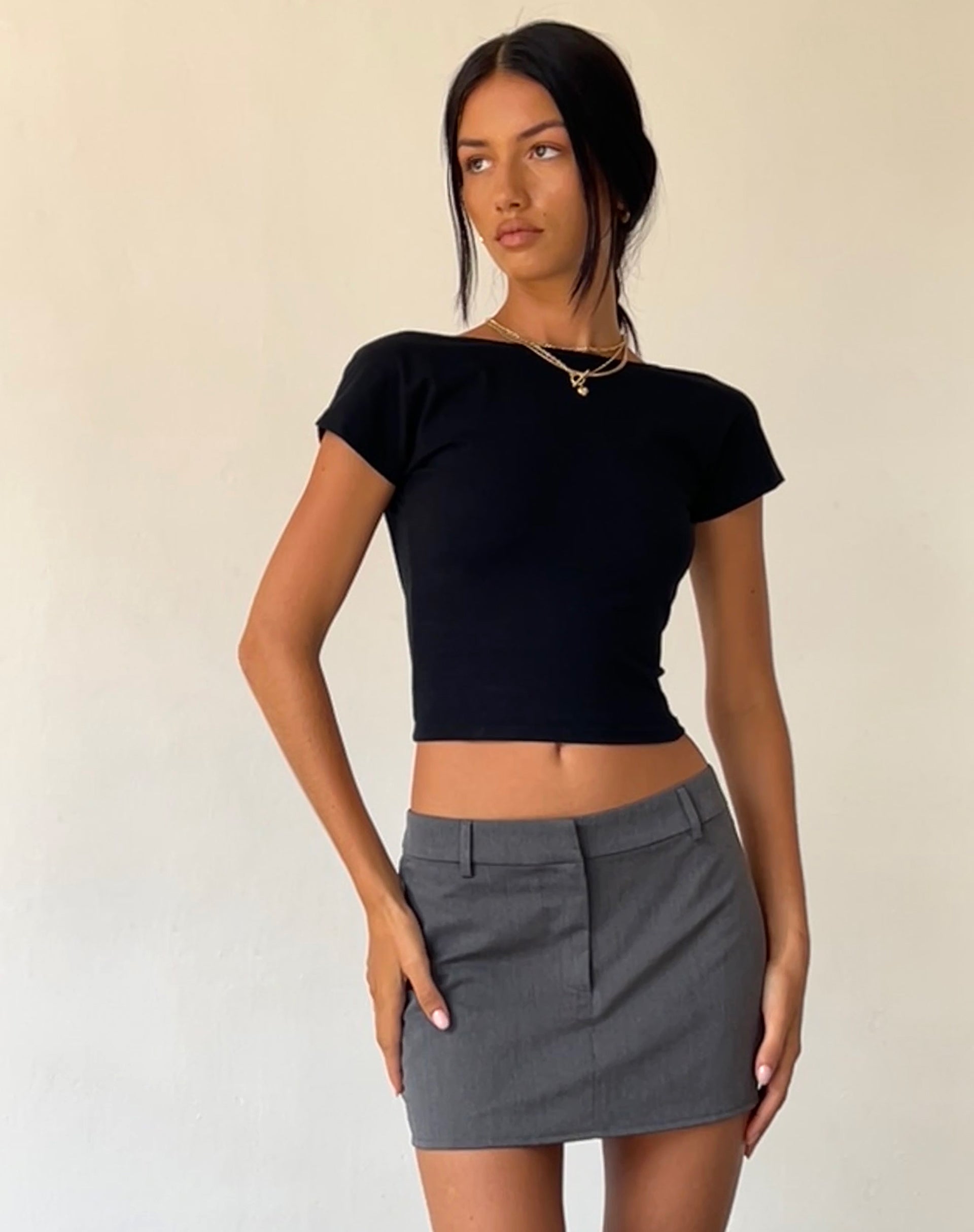 Charcoal Mini Tailored Skirt
