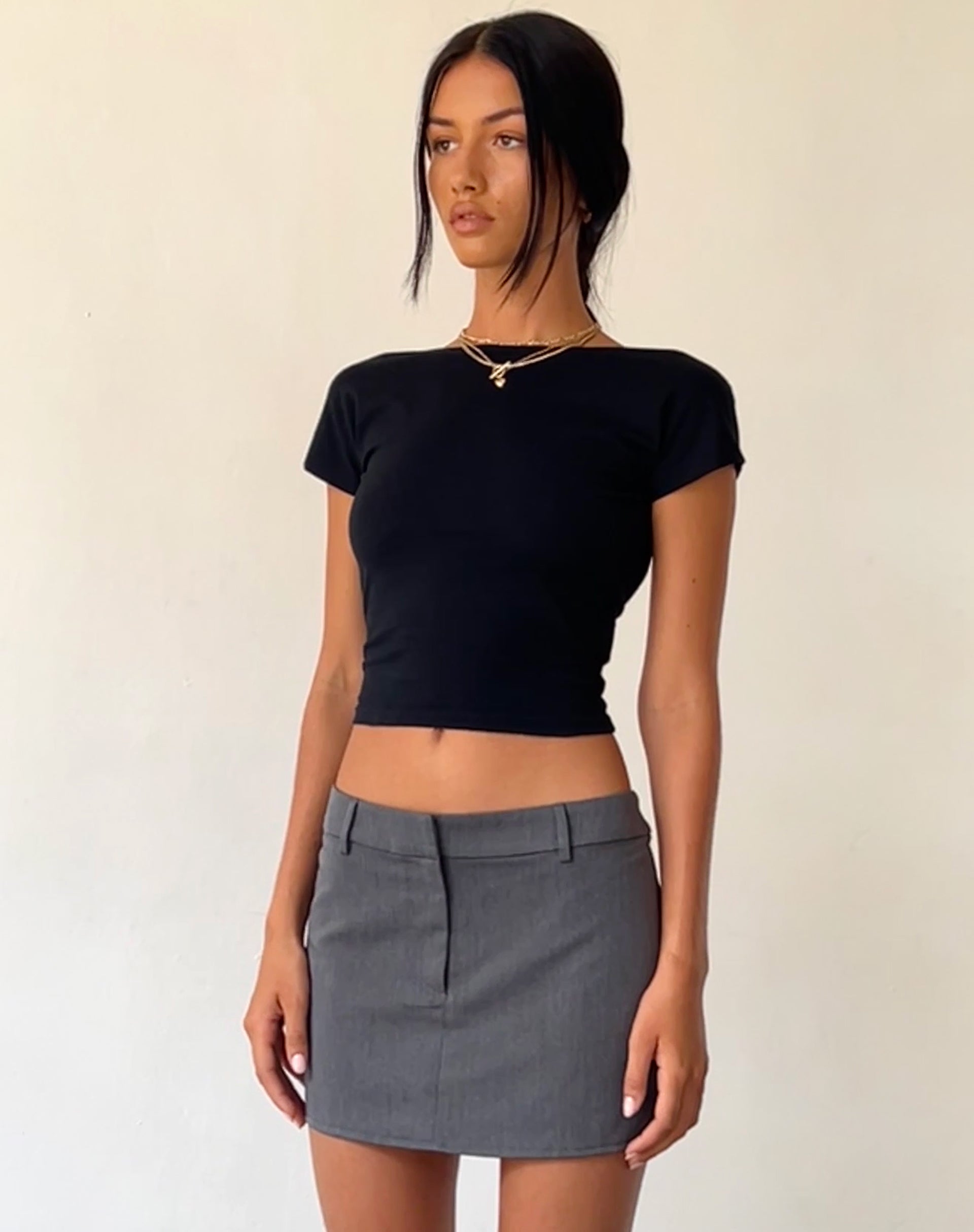 Image of Sukra Mini Tailored Skirt in Charcoal