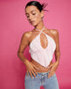 image of Domre Crop Top in Baby Pink Silver Stud Hotfix