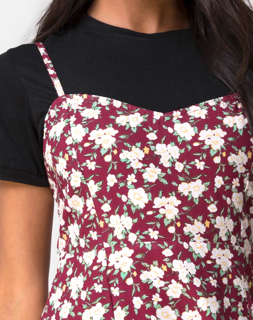 Image of Yandra Slip Dress in Wild Fleur Maroon