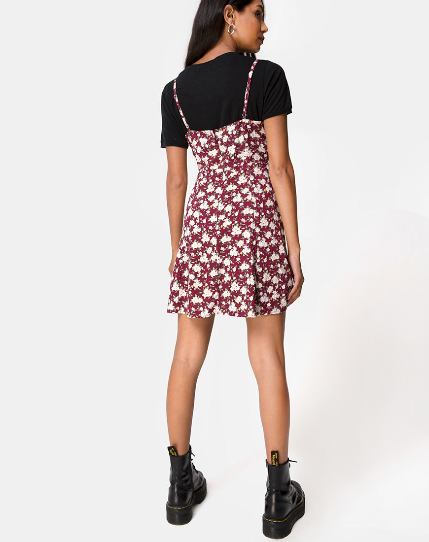 Image of Yandra Slip Dress in Wild Fleur Maroon