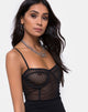 Image of Yecal Bodice in Black Fishnet