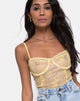 Image of Yecal Sheer Bodice in Pastel Lace Lemon