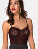 Image of Yecal Sheer Bodice in Red Leopard Flock Black
