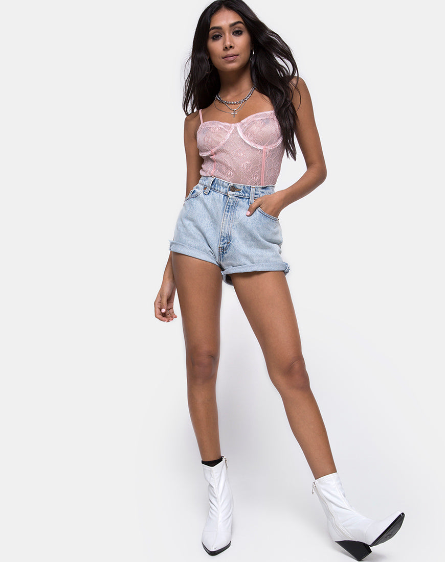 Image of Yecal Bodice Bodice in Lace Rose