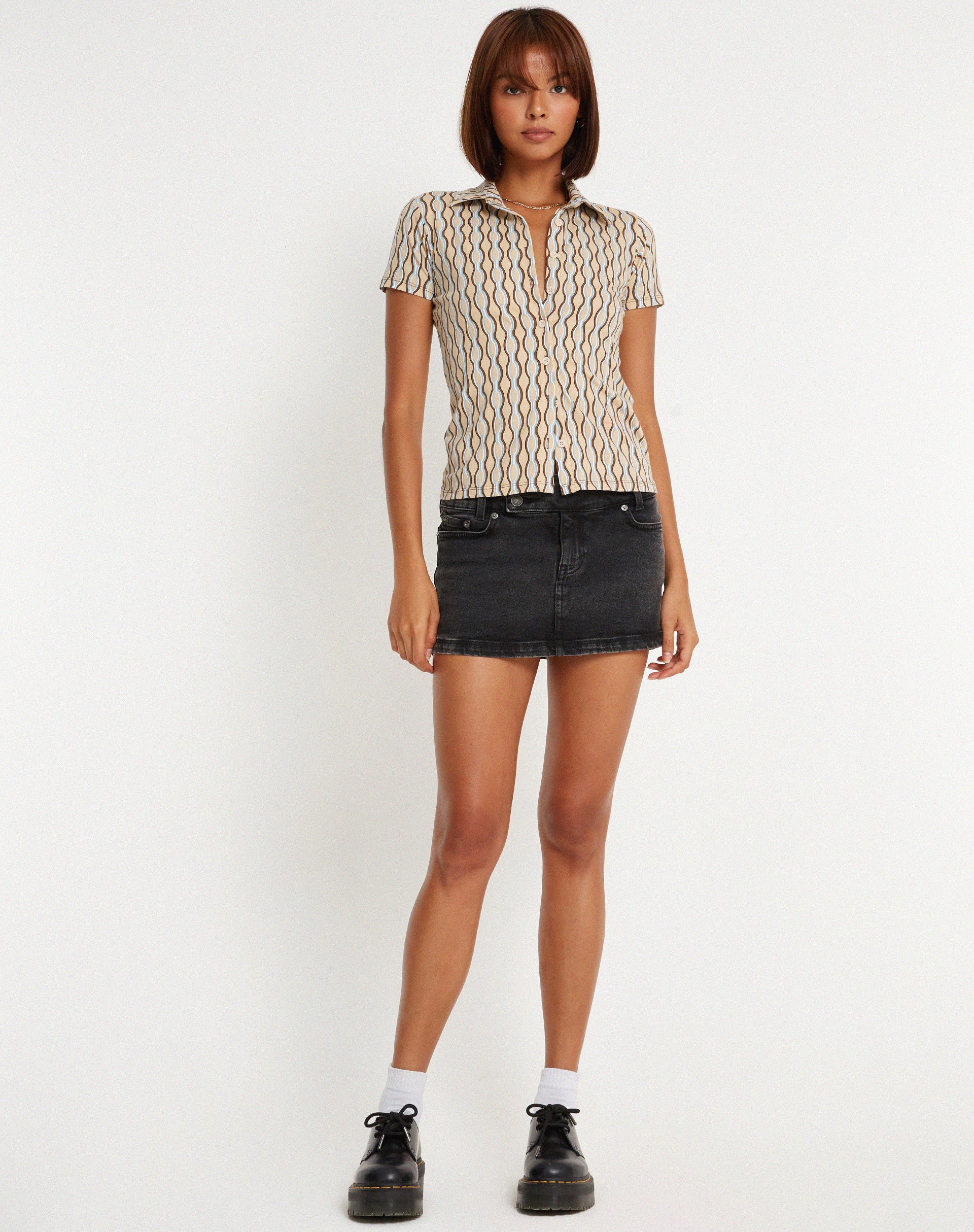 image of Yejin Shirt in Preppy Geo Brown