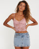 image of Yenko Crop Top in Lace Pink