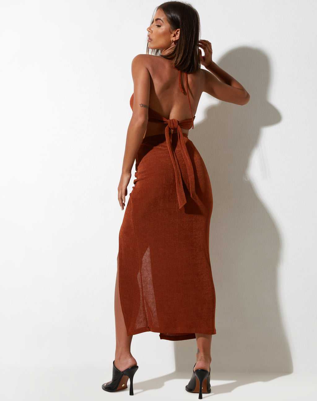 Maxel Midi Skirt in Crepe Brown