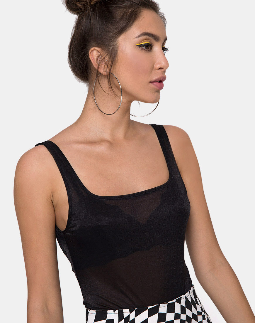 Yora Bodice in Black Nylon Sheer Mesh
