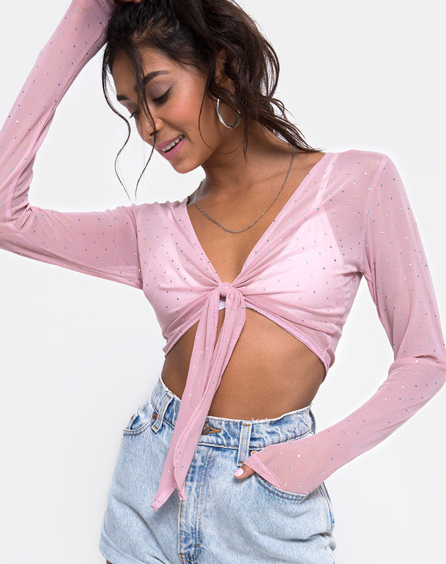 Image of Yun Top in Crystal Net Rose