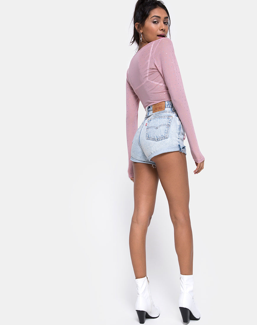 Image of Yun Top in Crystal Net Rose