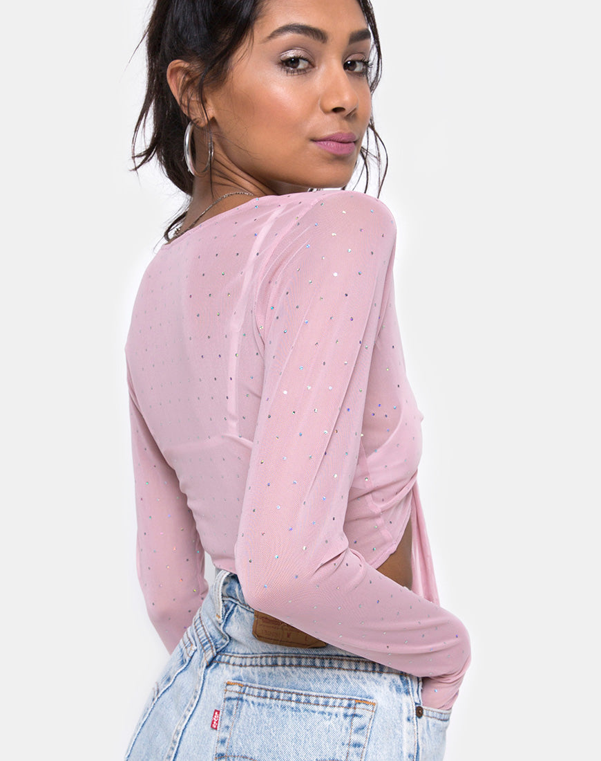 Image of Yun Top in Crystal Net Rose