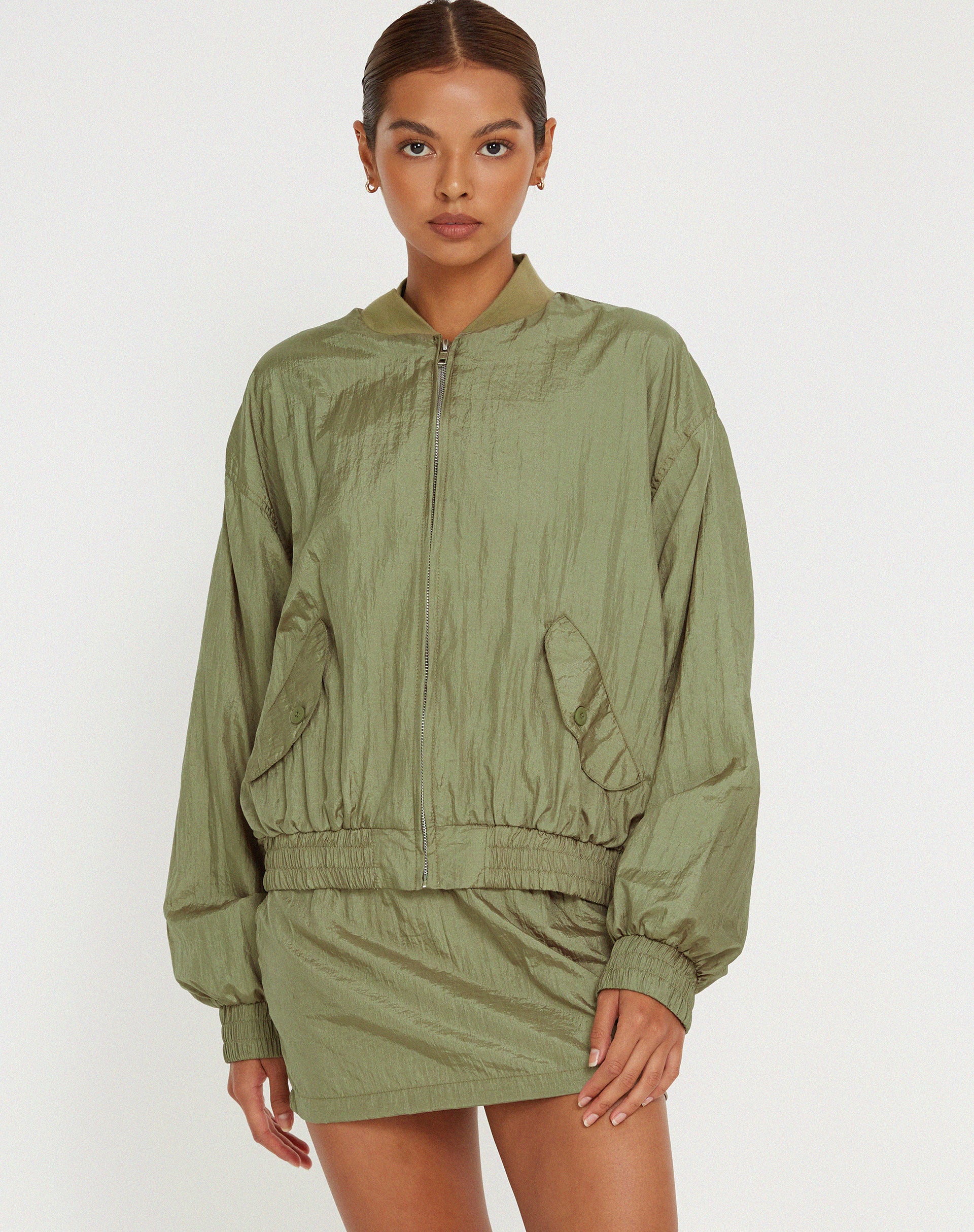 image of Yuu Shell Jacket in Silver Green