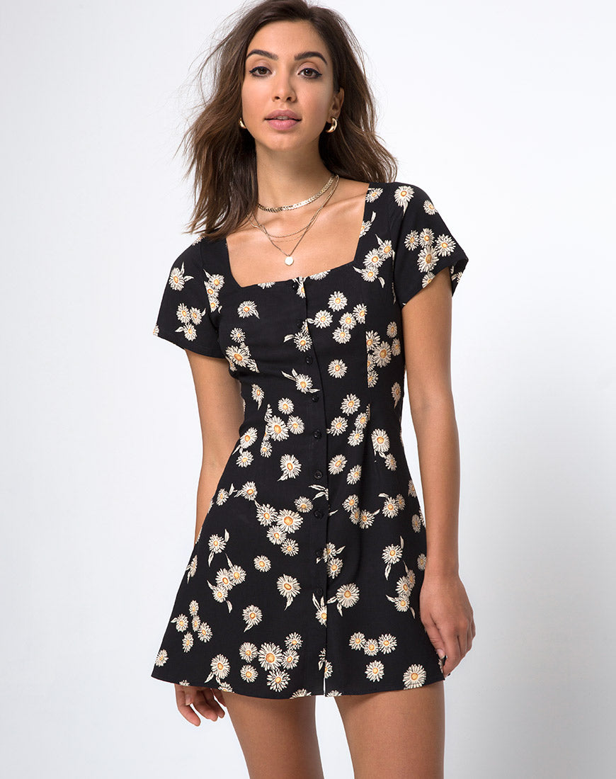 Image of Zavacca Tea Dress in Grunge Daisy Floral
