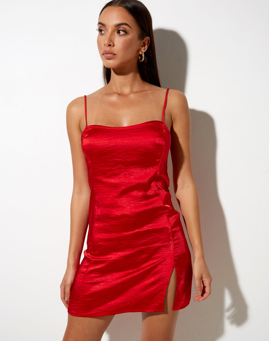 Zenda Mini Dress in Satin Red