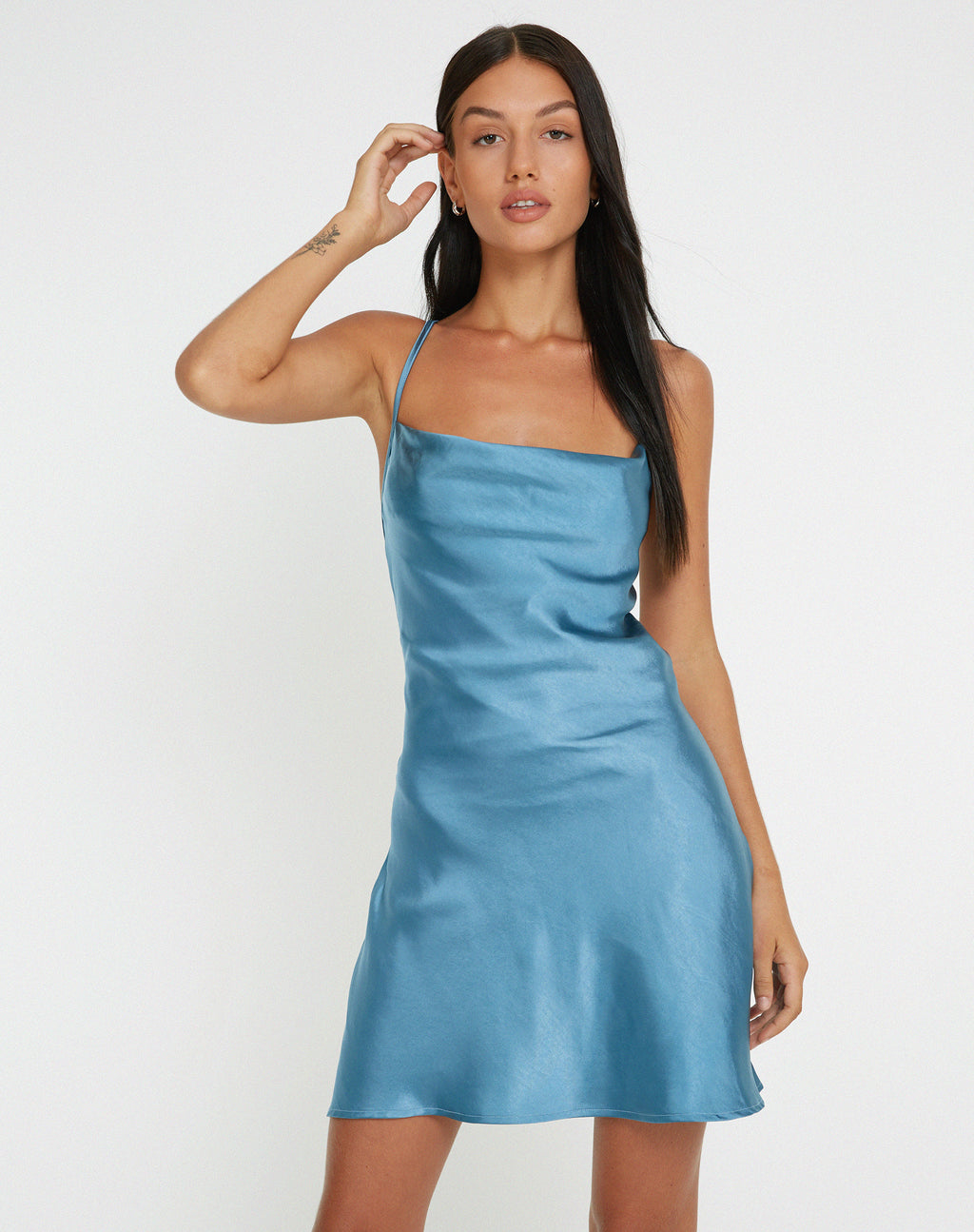 Zenita Mini Dress in Satin Slate