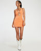 Zione Bodycon Dress in Orange Diamante Buckle