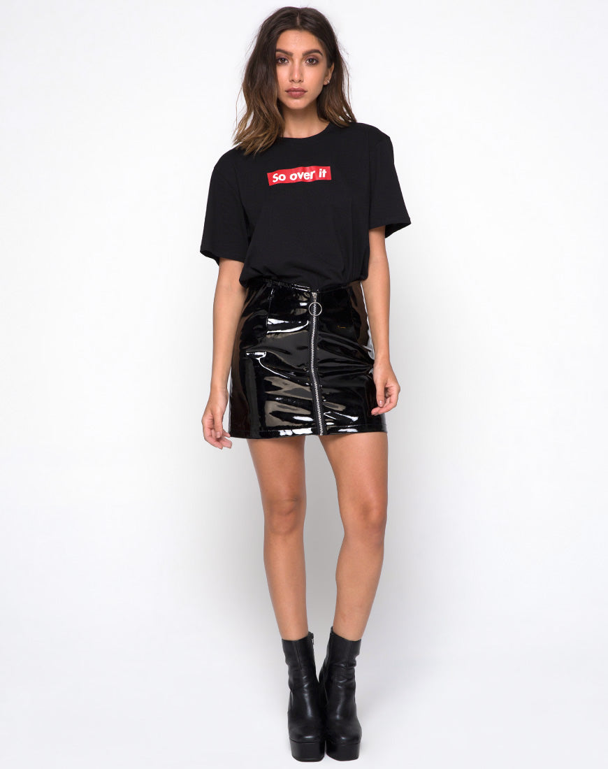 Image of Ring Mini Skirt in PU Shiny Black