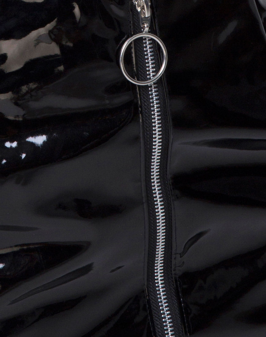 Image of Ring Mini Skirt in PU Shiny Black