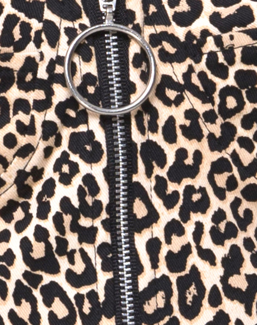 Image of Zipshi Crop Top in Rar Leopard Brown