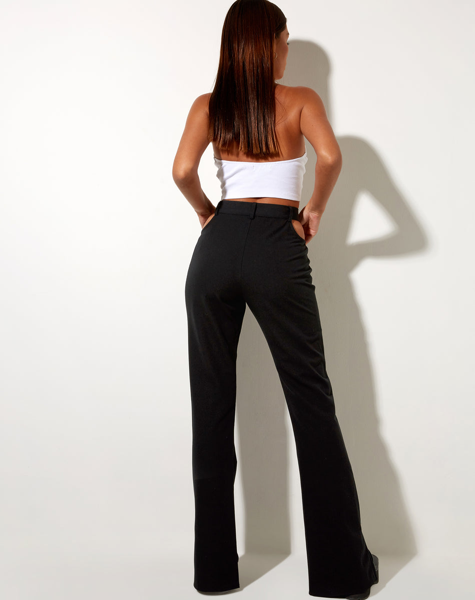 Black High Waisted Side Cut Out Trousers | Zody – motelrocks.com