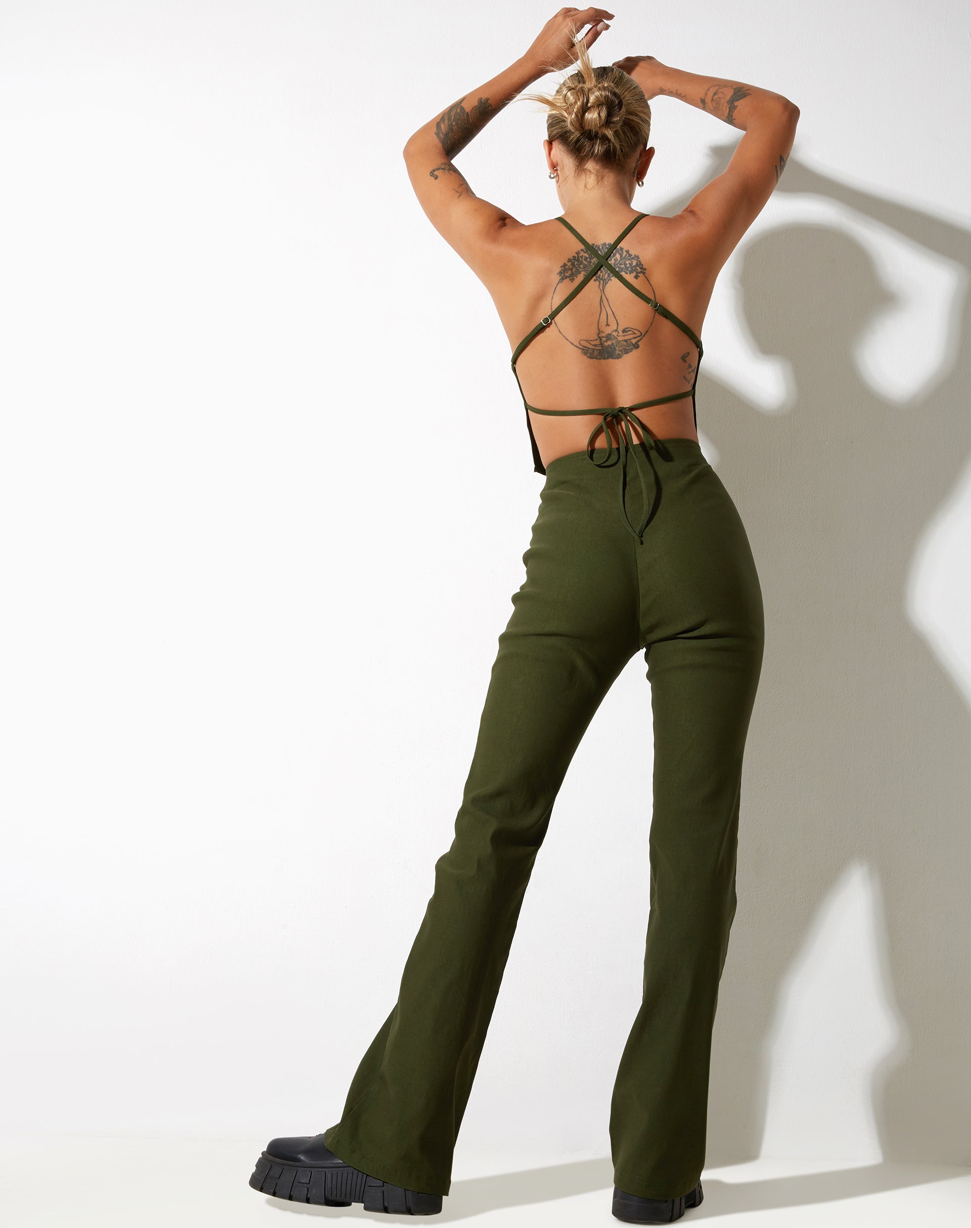 image of Zorah Flare Trouser in Tailoring Olive