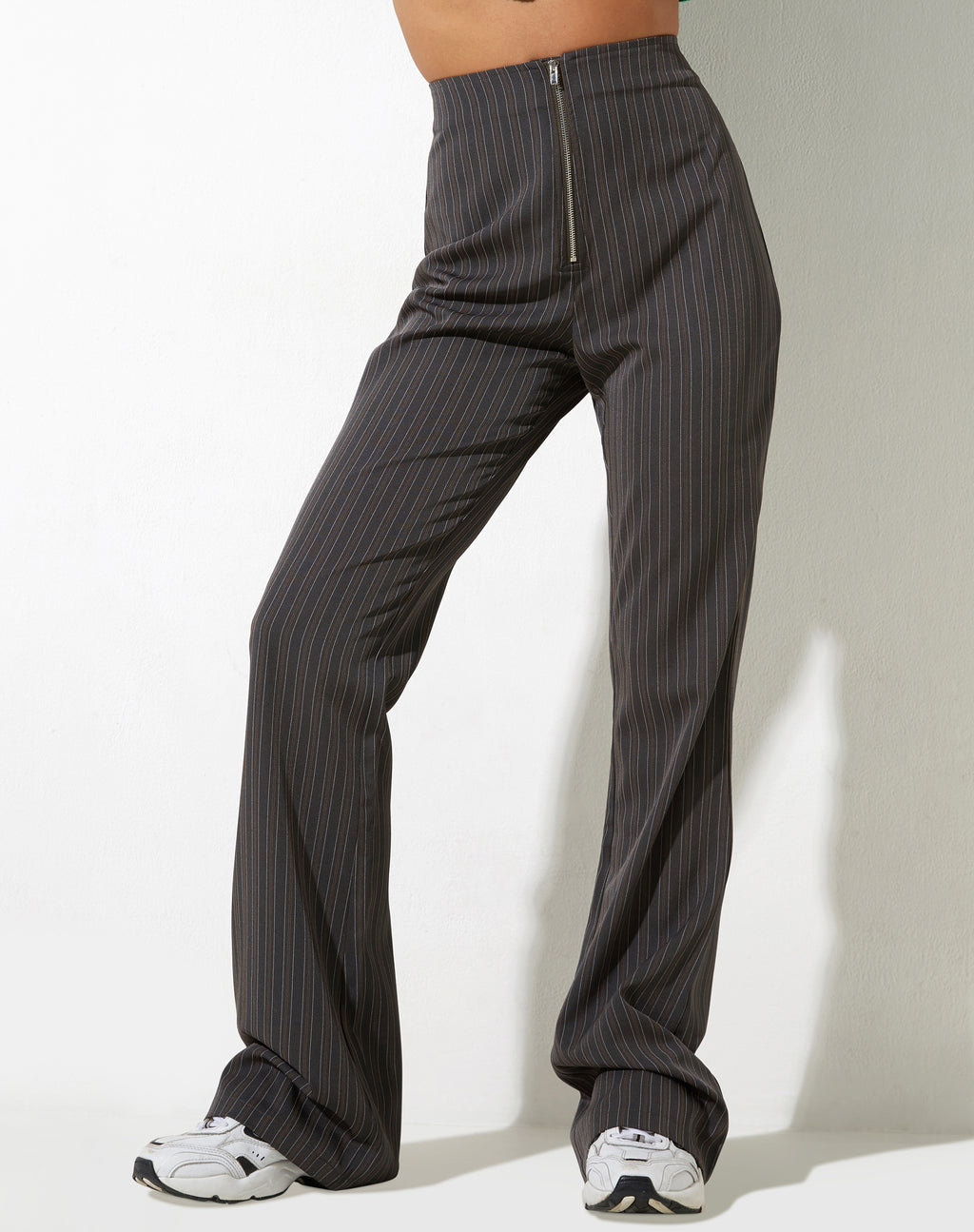 Black Stripe Belted Flare Trousers