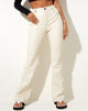 Image of Zorea Trouser in PU Coconut Milk with Black Stitching