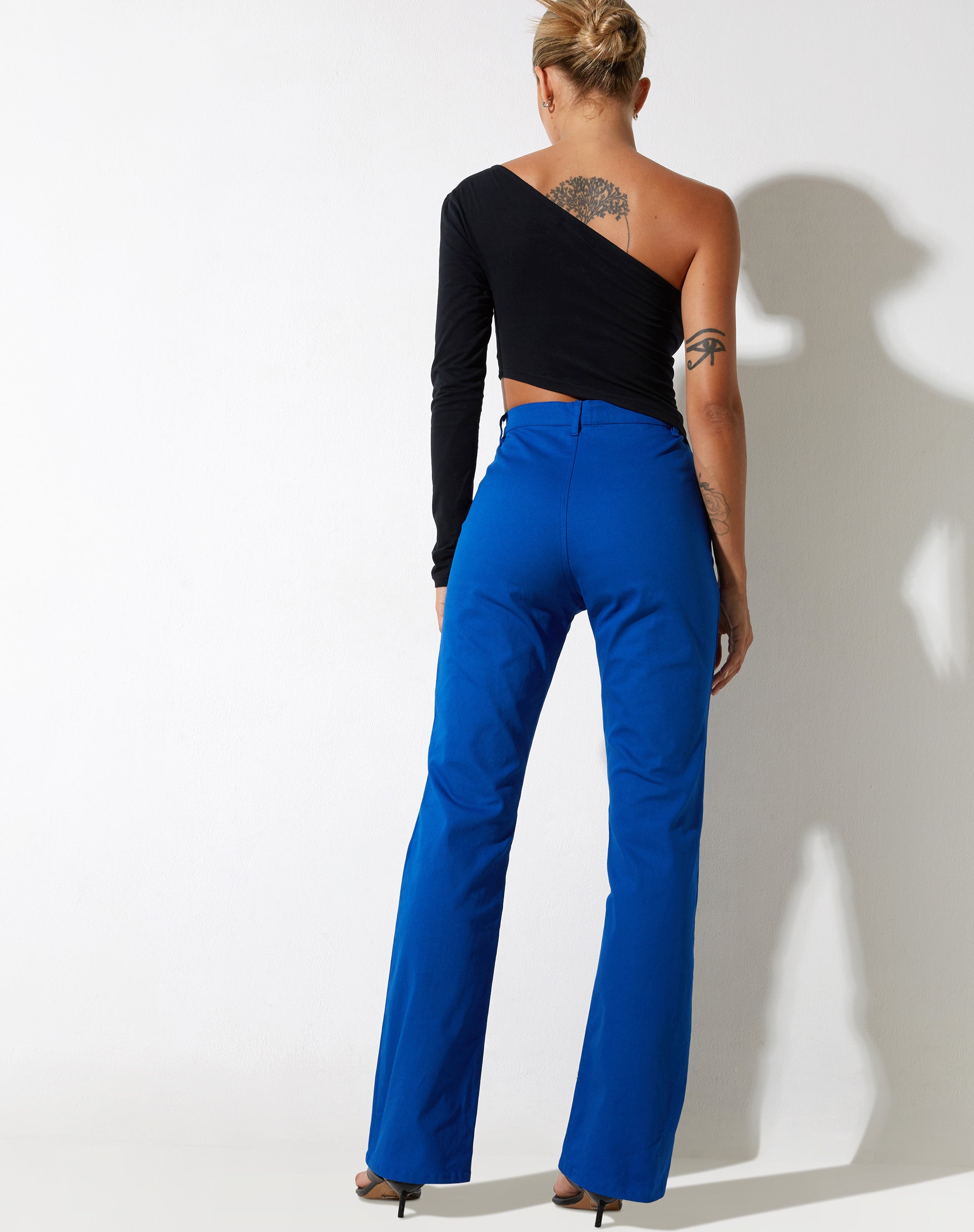 Blue sales flare trousers