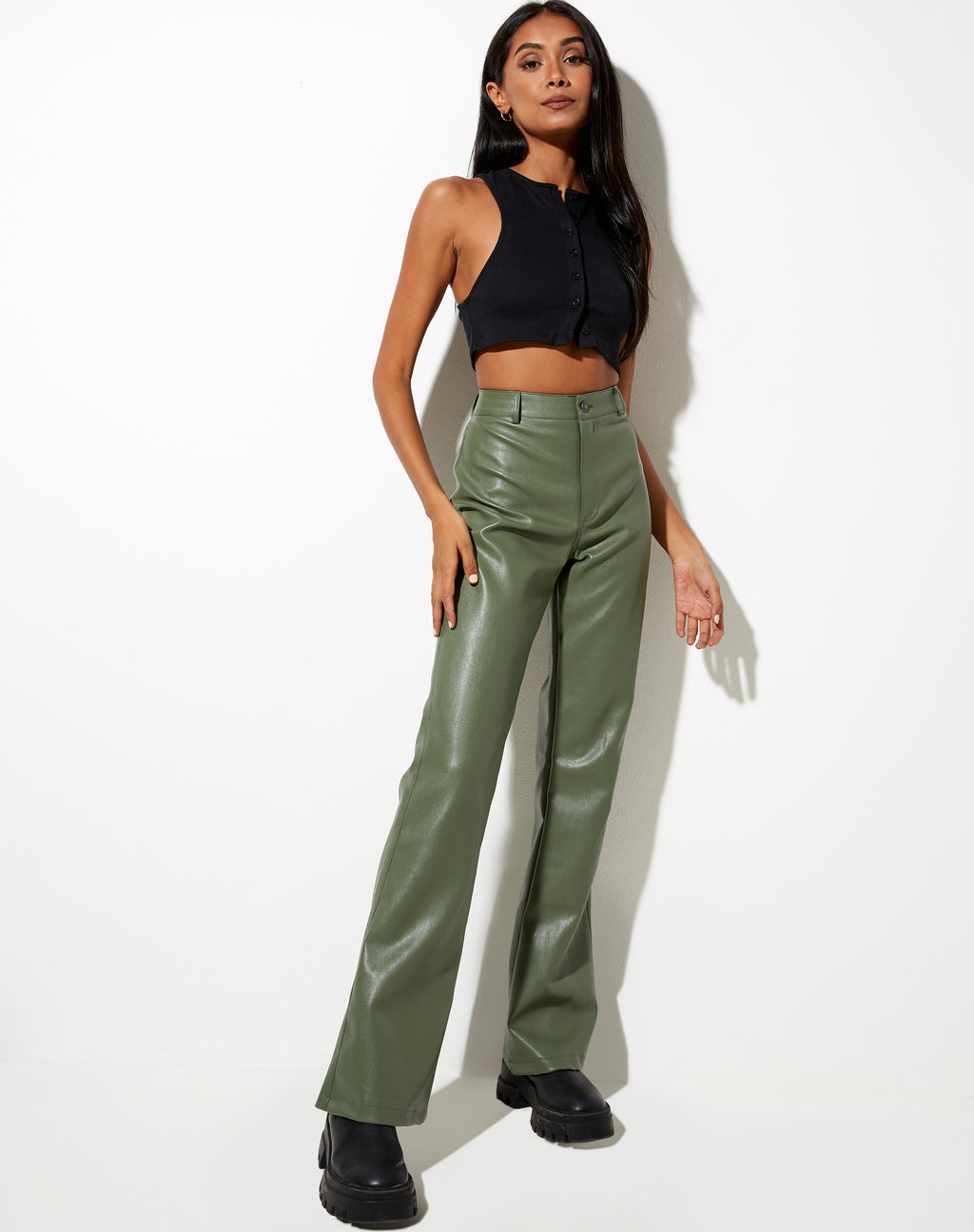 Zoven Flare Trouser in Pu Green