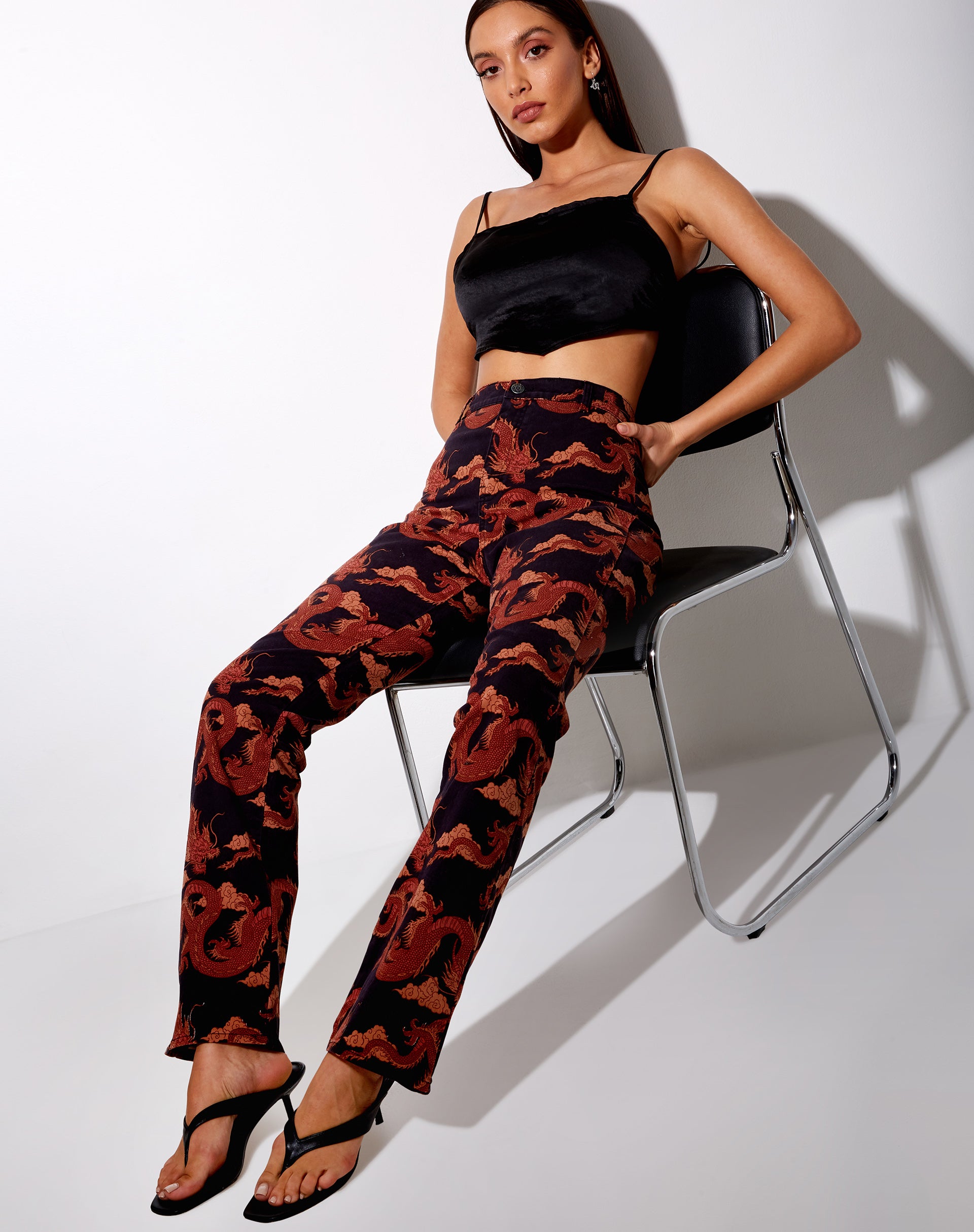 Image of Zoven Flare Trouser in Tonal Dragon Orange