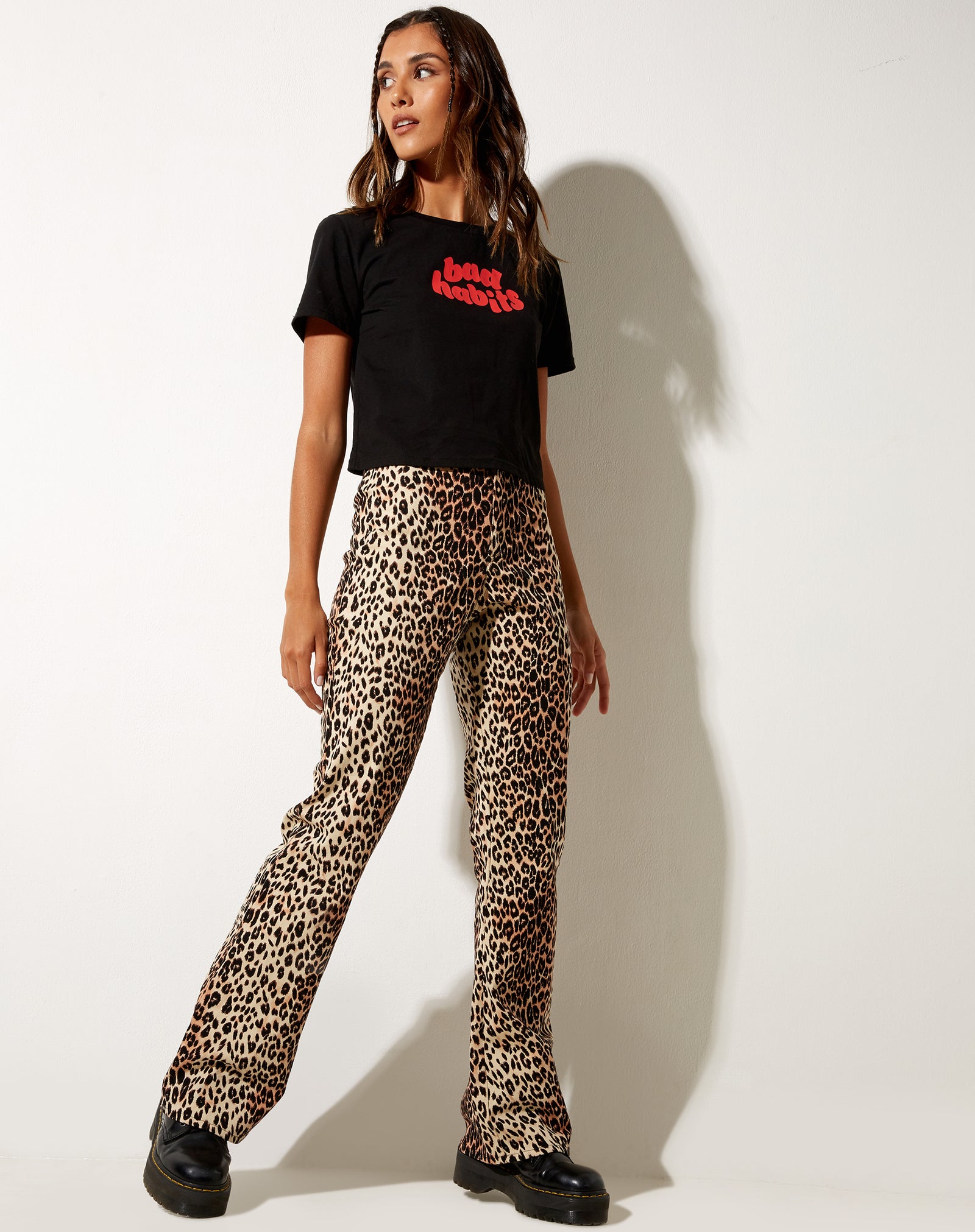 Womens Crepe Leopard Print Flare Trouser  Boohoo UK