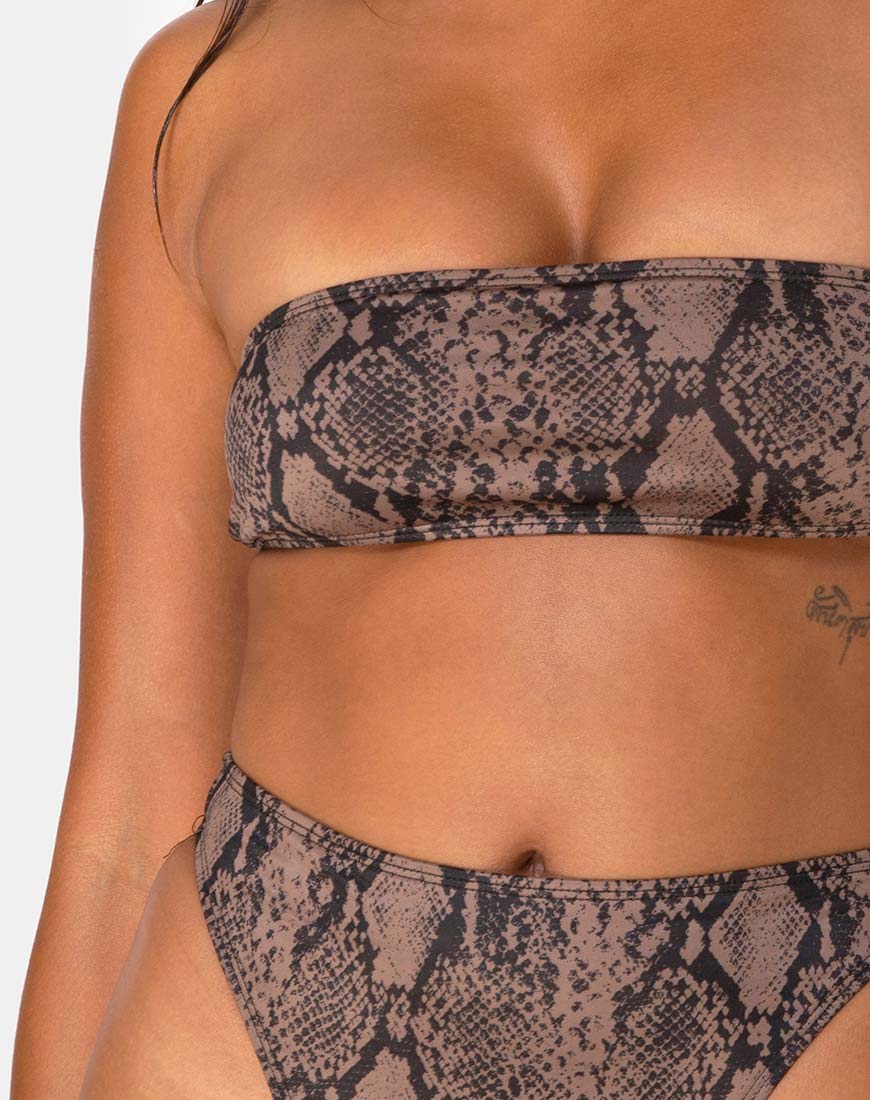 Image of Izarla Bikini Top in Snake Taupe