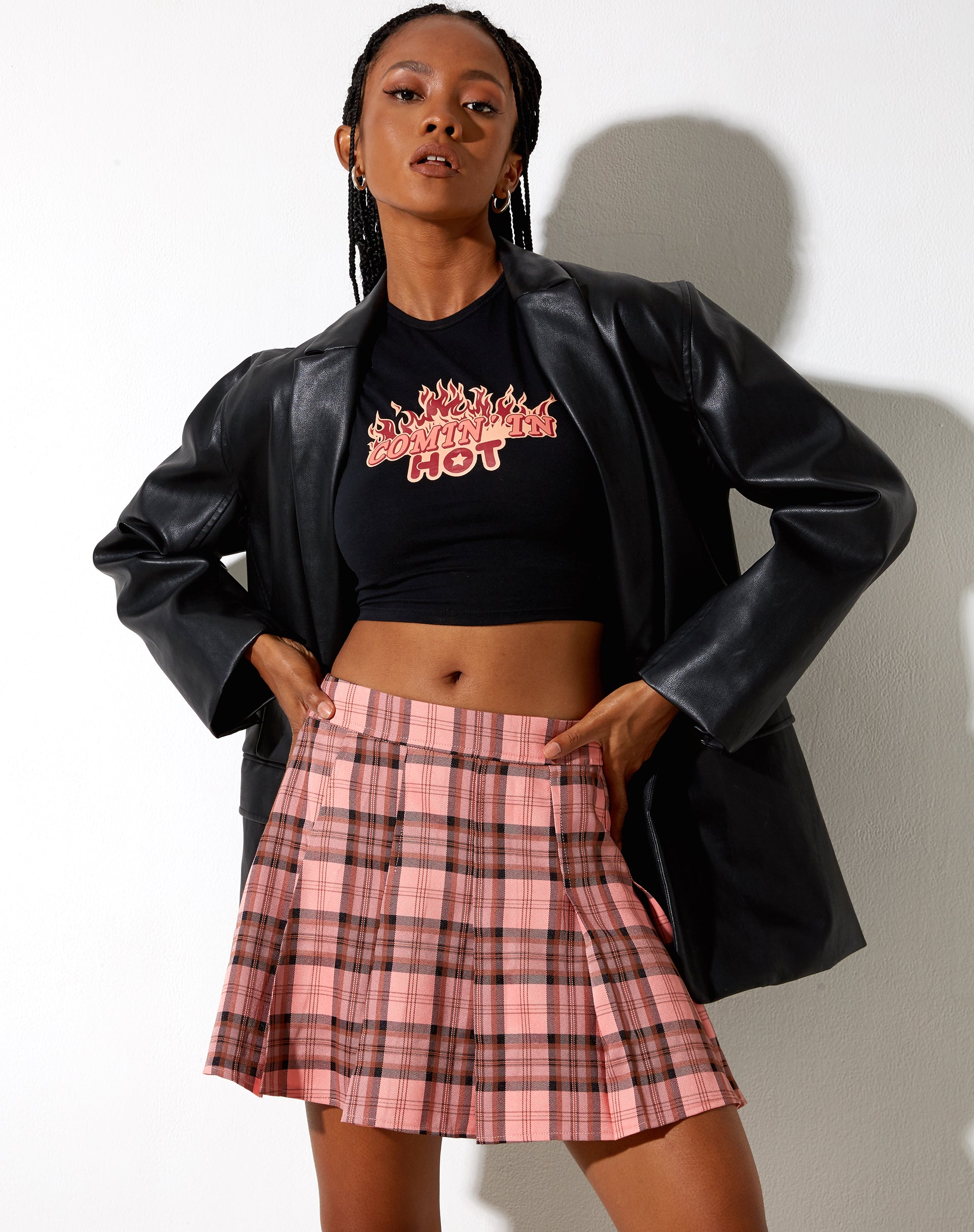 Plaid Skirt High Waisted Plaid Skirt Black Crop Top High Waisted