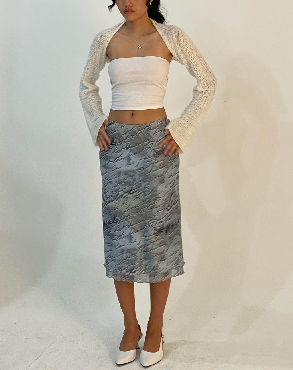 Eldonia Midi Skirt in Mesh Fluid Digi Print